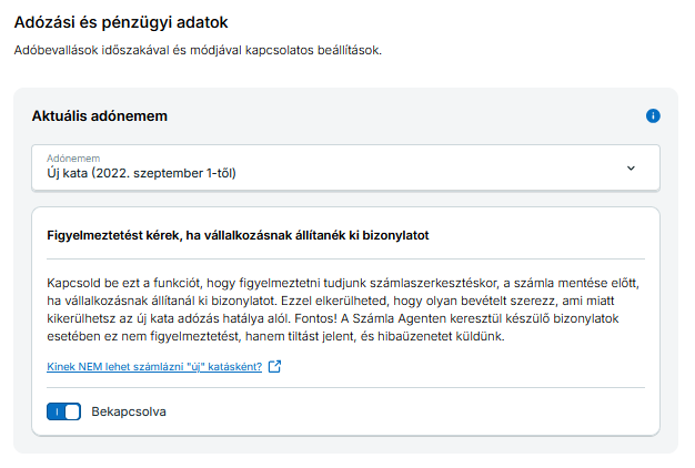 Új kata védelem – Adózási és pénzügyi adatok